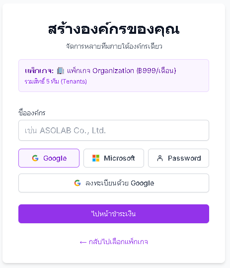 สร้างกลุ่มแบบ Organization