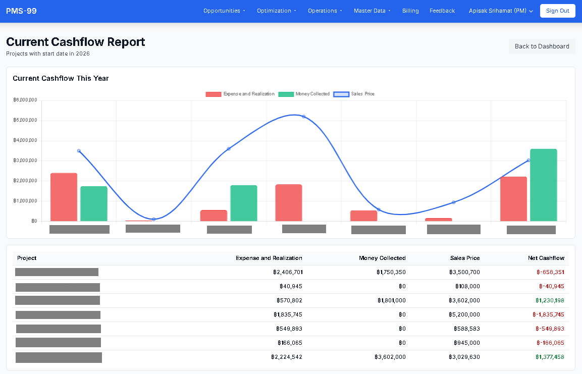 รายงาน Cash Flow This Year